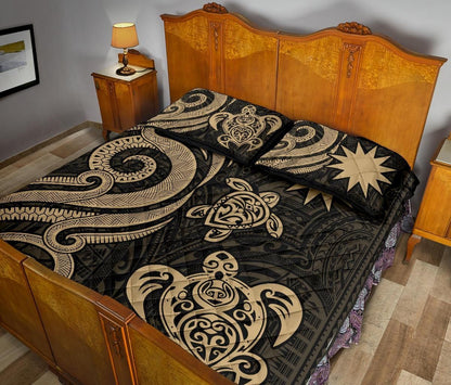 Nauru Quilt Bed Set - Gold Tentacle Turtle