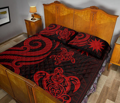 Nauru Quilt Bed Set - Red Tentacle Turtle