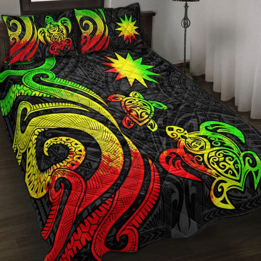 Nauru Quilt Bed Set - Reggae Tentacle Turtle