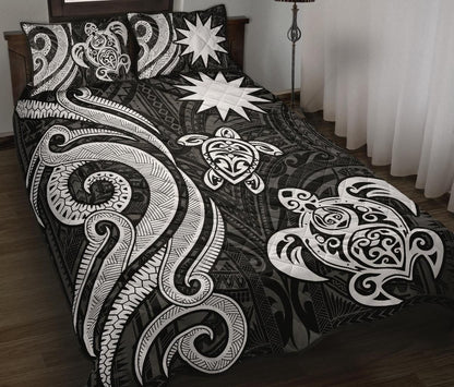 Nauru Quilt Bed Set - White Tentacle Turtle