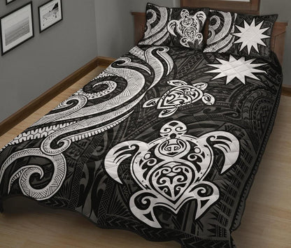 Nauru Quilt Bed Set - White Tentacle Turtle