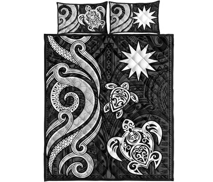 Nauru Quilt Bed Set - White Tentacle Turtle