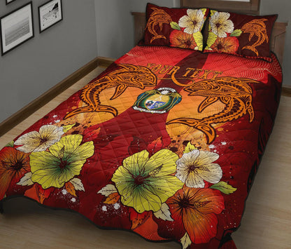 Nauru Custom Personalised Quilt Bed Sets - Tribal Tuna Fish