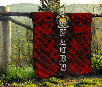 Nauru Premium Quilt - Nauru Coat Of Arms Polynesian Red Tattoo