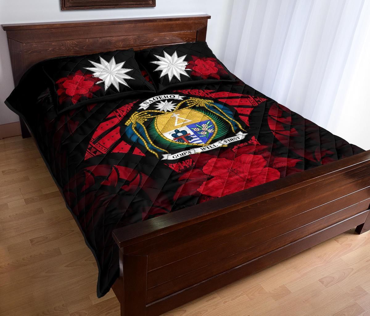 Nauru Polynesian Quilt Bed Set Hibiscus Red