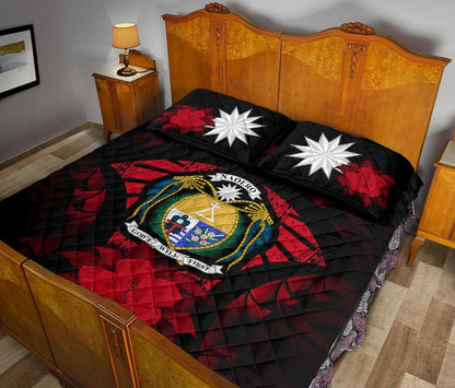 Nauru Polynesian Quilt Bed Set Hibiscus Red
