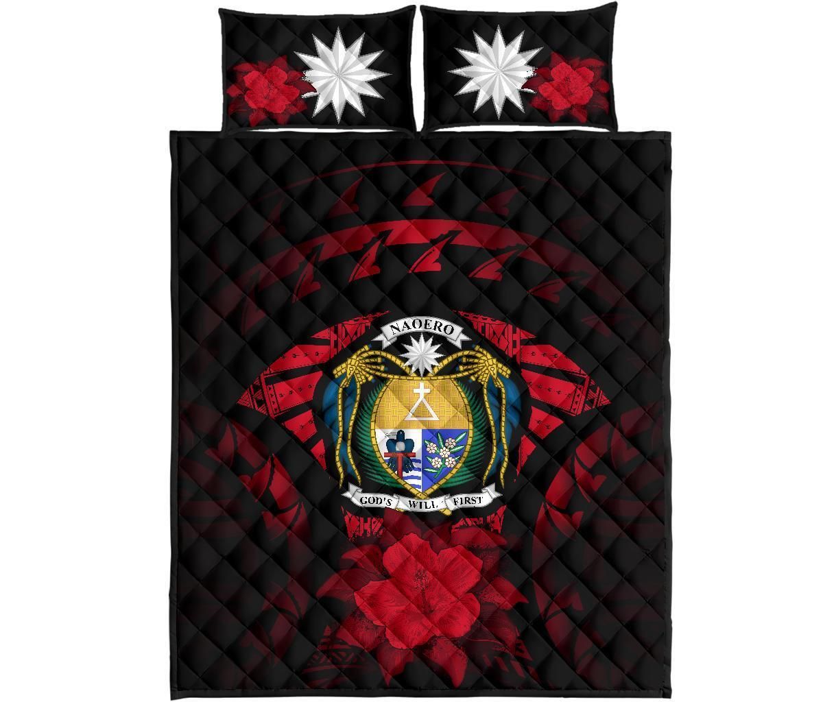 Nauru Polynesian Quilt Bed Set Hibiscus Red