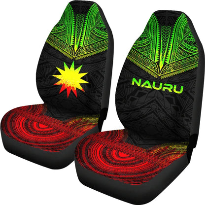 Nauru Car Seat Cover - Nauru Flag Polynesian Chief Tattoo Reggae Version