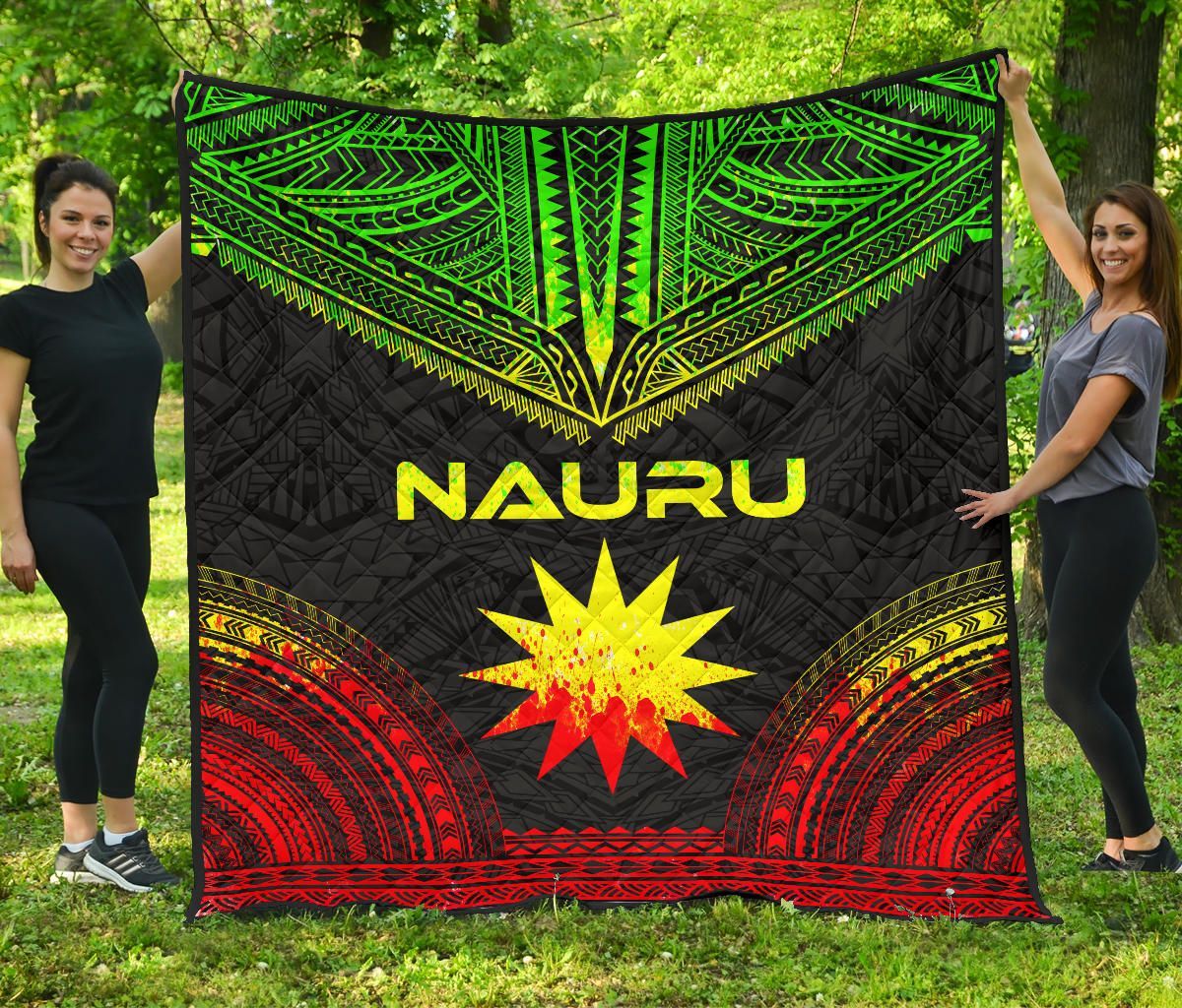 Nauru Premium Quilt - Nauru Flag Polynesian Chief Reggae Version