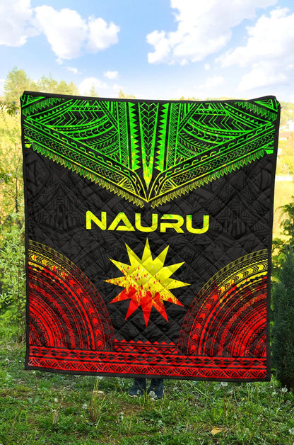 Nauru Premium Quilt - Nauru Flag Polynesian Chief Reggae Version