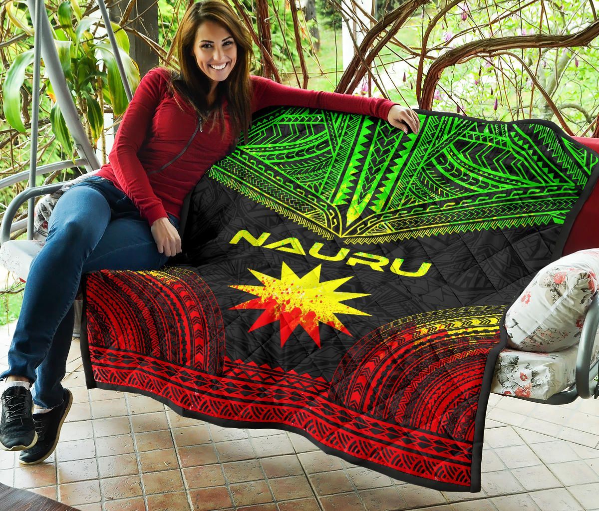 Nauru Premium Quilt - Nauru Flag Polynesian Chief Reggae Version