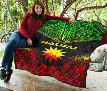 Nauru Premium Quilt - Nauru Flag Polynesian Chief Reggae Version