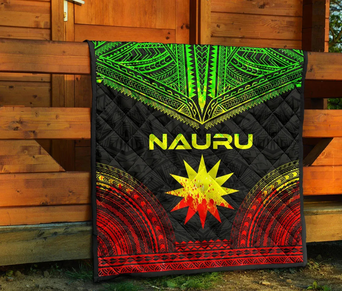 Nauru Premium Quilt - Nauru Flag Polynesian Chief Reggae Version