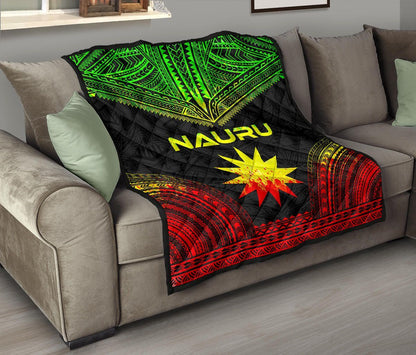 Nauru Premium Quilt - Nauru Flag Polynesian Chief Reggae Version