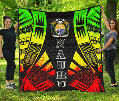 Nauru Premium Quilt - Nauru Coat Of Arms Polynesian Reggae Tattoo