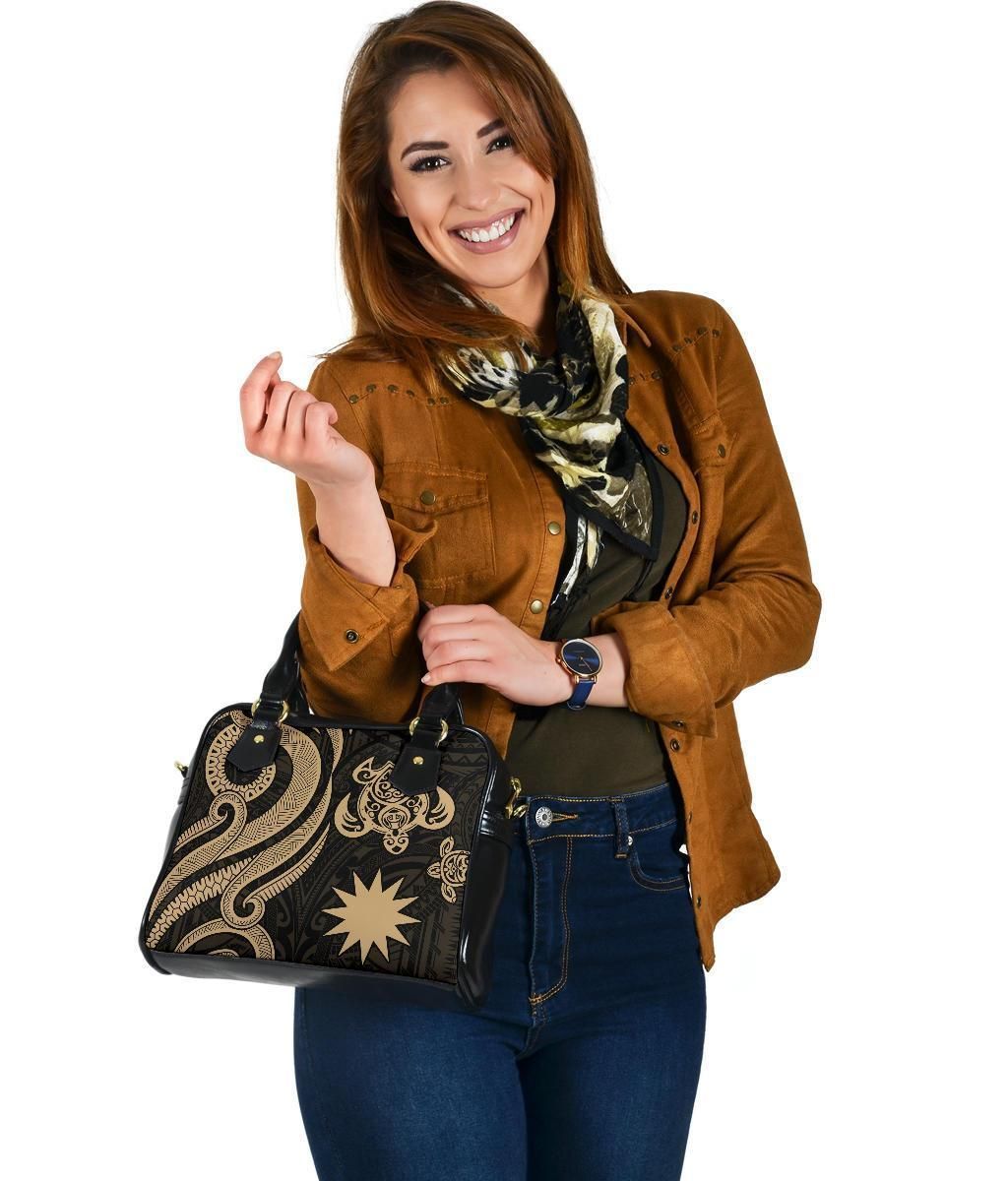 Nauru Shoulder Handbag - Gold Tentacle Turtle