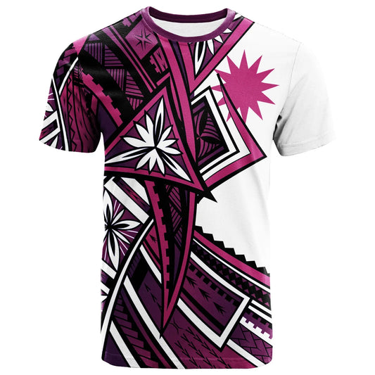 Nauru T-Shirt - Tribal Flower Special Pattern Purple Color