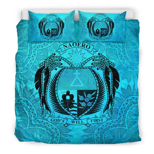 Nauru Duvet Cover Set - Nauru Coat Of Arms Turquoise