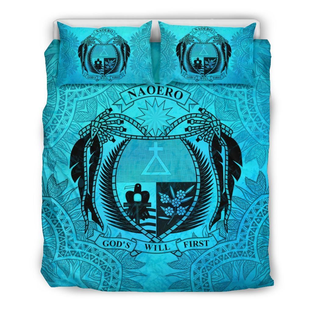 Nauru Duvet Cover Set - Nauru Coat Of Arms Turquoise