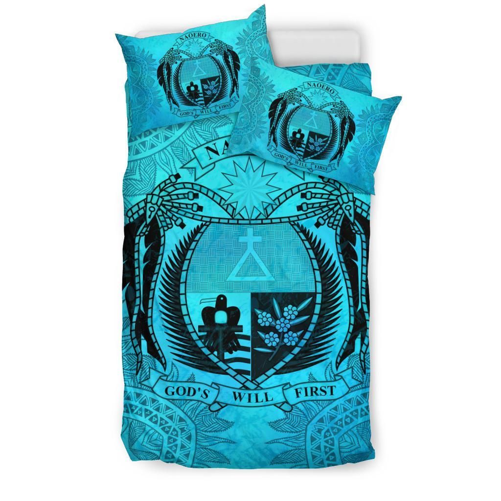 Nauru Duvet Cover Set - Nauru Coat Of Arms Turquoise
