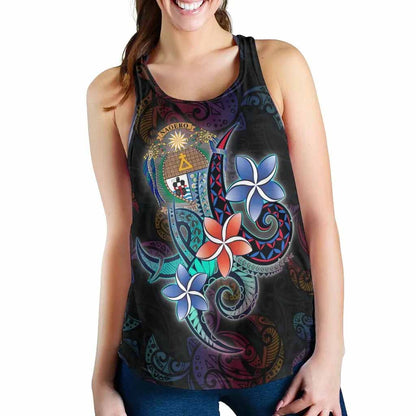 Nauru Women Racerback Tank - Plumeria Flowers Style