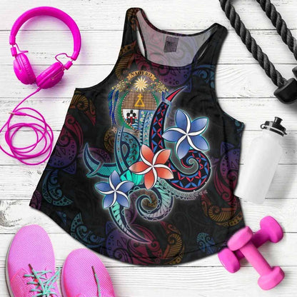Nauru Women Racerback Tank - Plumeria Flowers Style