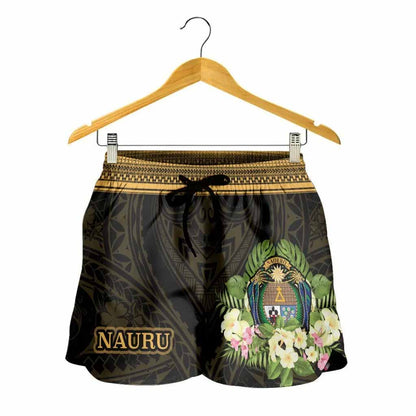 Nauru Women Shorts - Polynesian Gold Patterns Collection