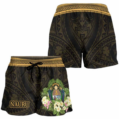 Nauru Women Shorts - Polynesian Gold Patterns Collection