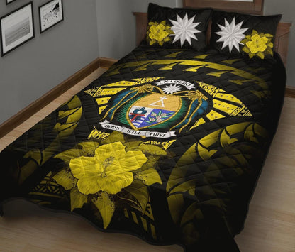 Nauru Polynesian Quilt Bed Set Hibiscus Yellow