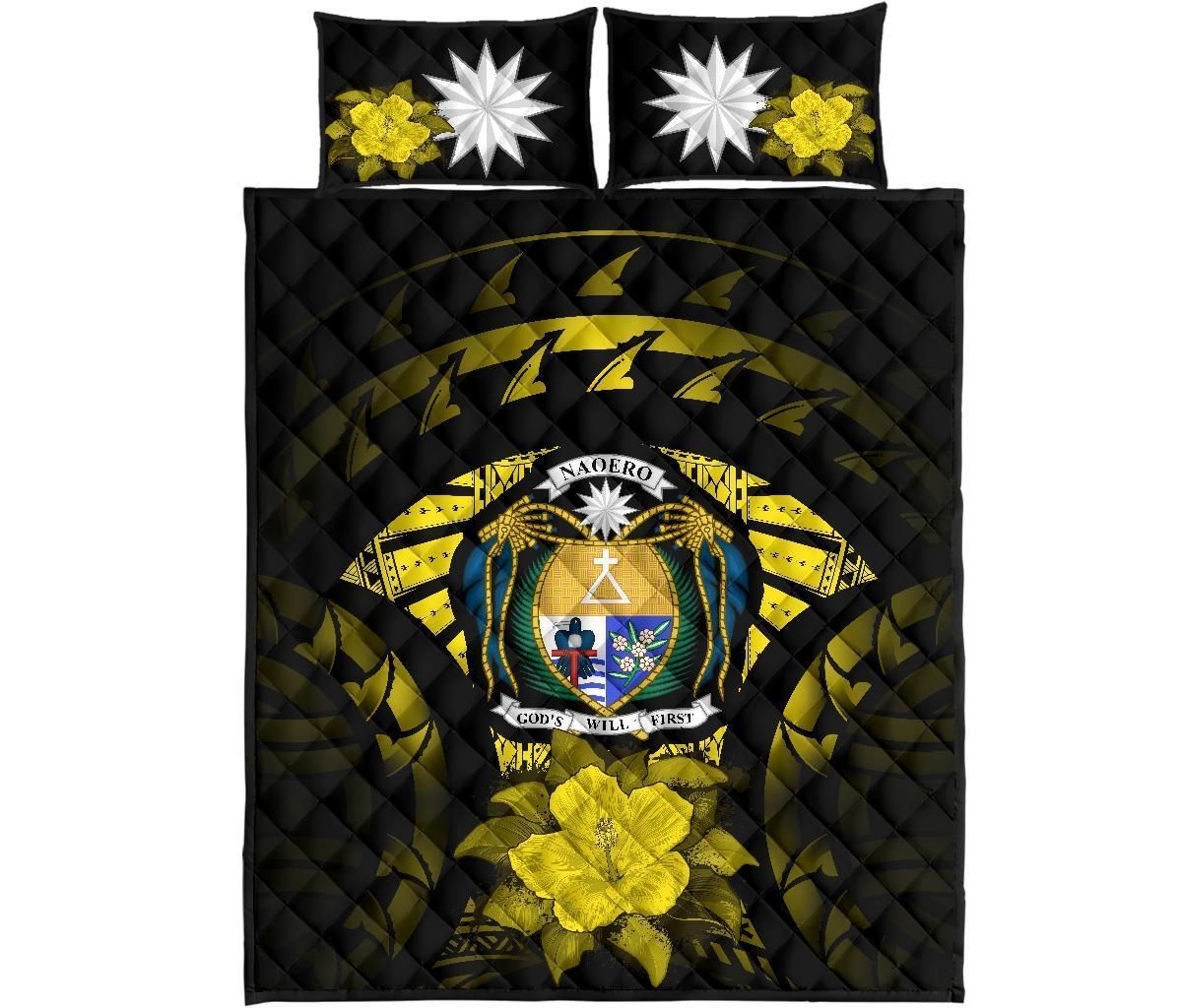 Nauru Polynesian Quilt Bed Set Hibiscus Yellow