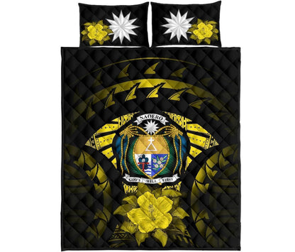 Nauru Polynesian Quilt Bed Set Hibiscus Yellow