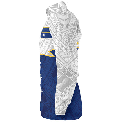 Nauru Long Sleeve Shirt Polynesian Tattoo Flag And Coat Of Arms