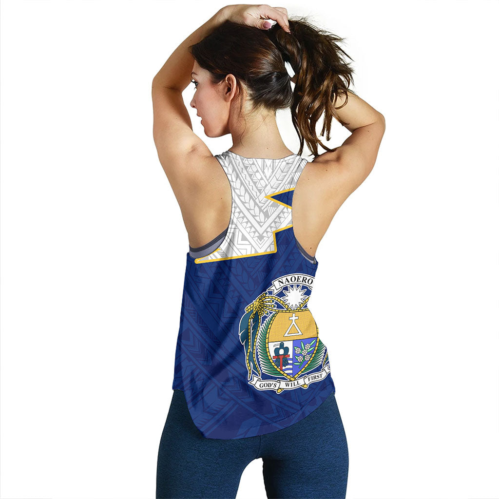Nauru Women Tank Polynesian Tattoo Flag And Coat Of Arms
