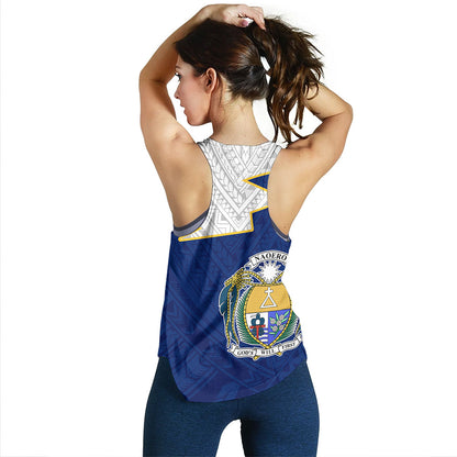 Nauru Women Tank Polynesian Tattoo Flag And Coat Of Arms