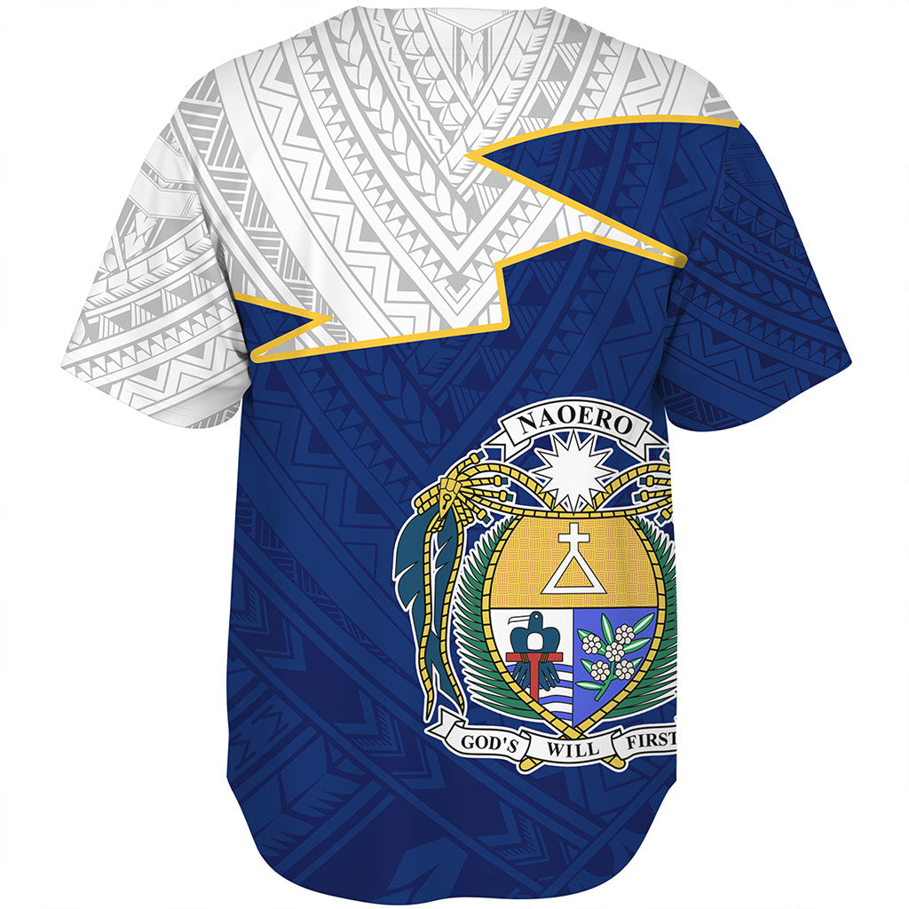 Nauru Baseball Shirt Polynesian Tattoo Flag And Coat Of Arms