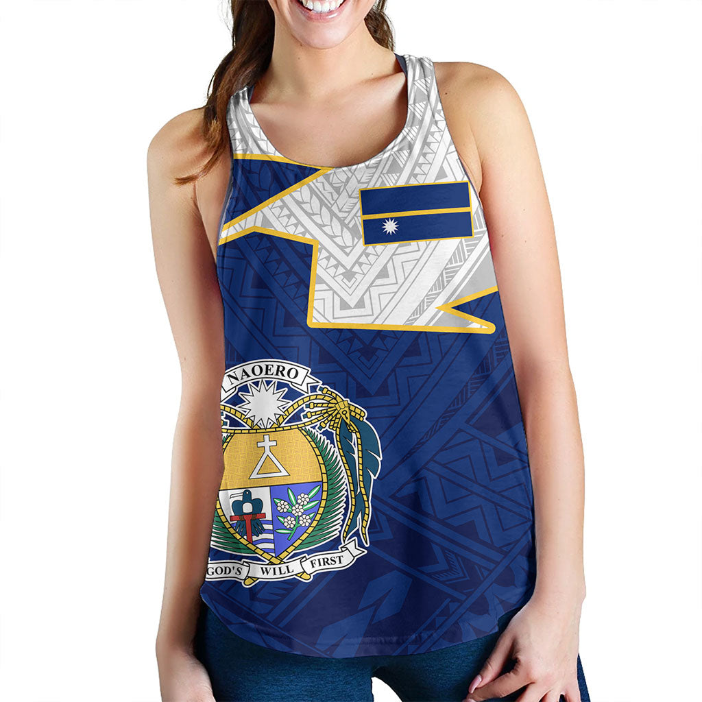 Nauru Women Tank Polynesian Tattoo Flag And Coat Of Arms
