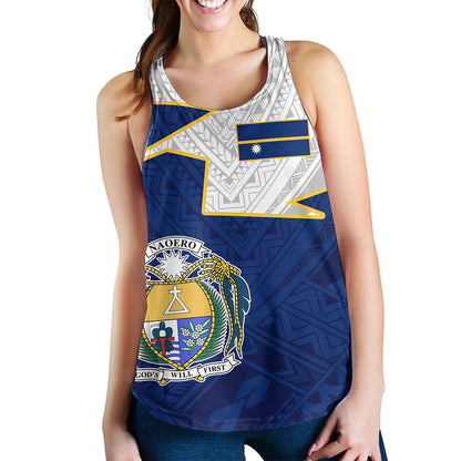Nauru Women Tank Polynesian Tattoo Flag And Coat Of Arms