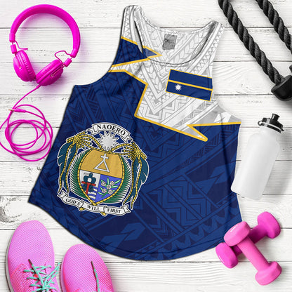 Nauru Women Tank Polynesian Tattoo Flag And Coat Of Arms