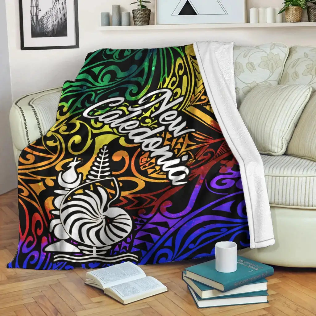 New Caledonia Premium Blanket - Rainbow Polynesian Pattern