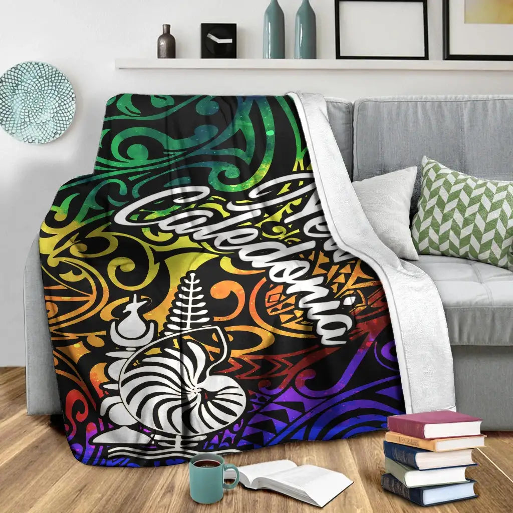 New Caledonia Premium Blanket - Rainbow Polynesian Pattern
