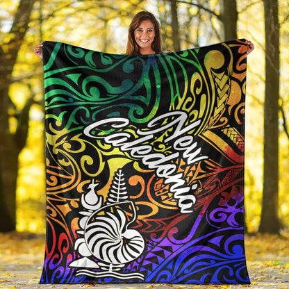 New Caledonia Premium Blanket - Rainbow Polynesian Pattern