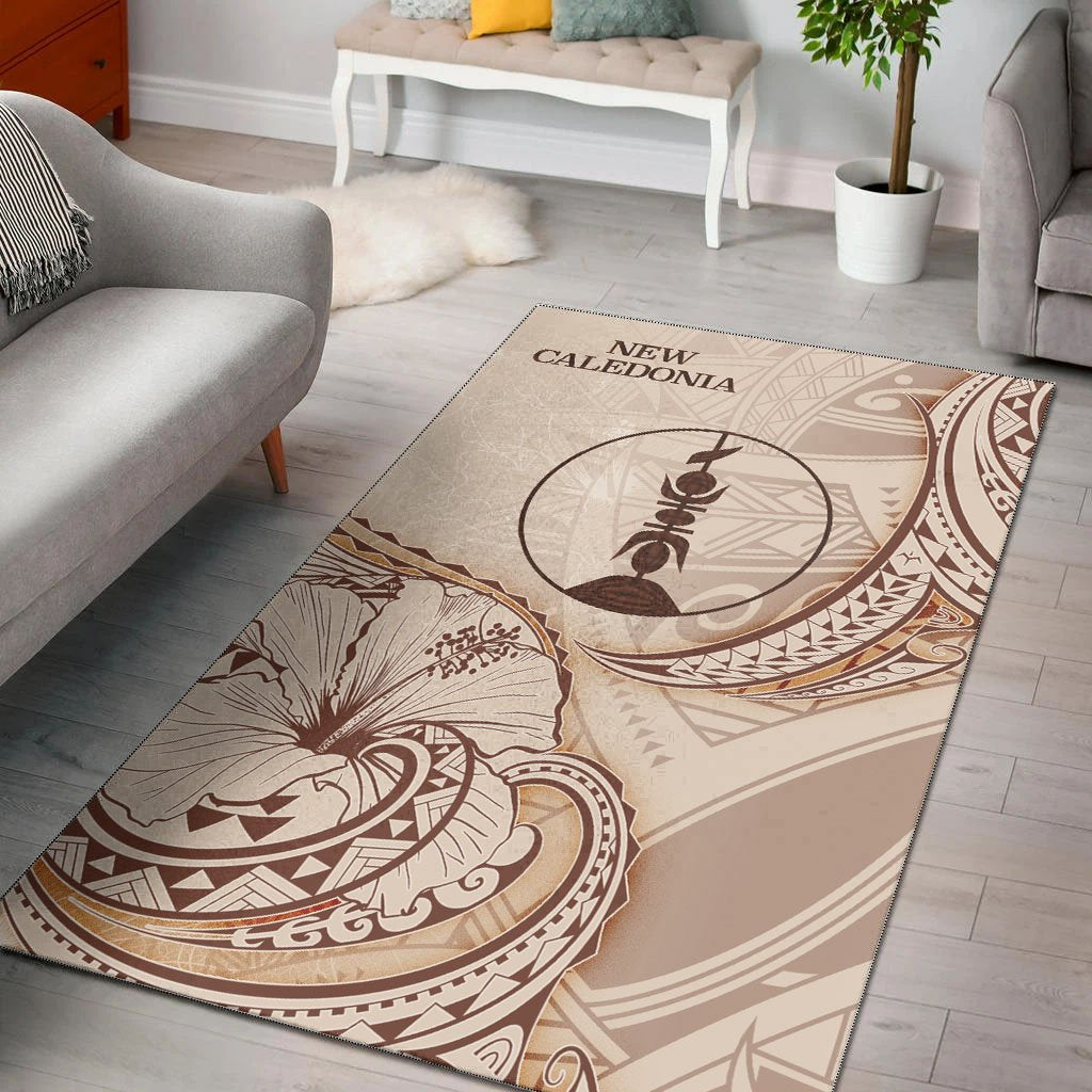 New Caledonia Area Rug - Hibiscus Flowers Vintage Style
