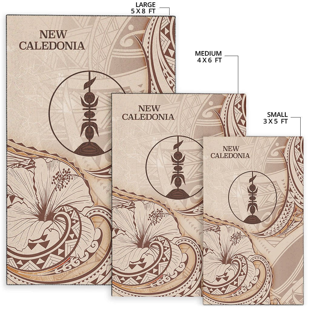 New Caledonia Area Rug - Hibiscus Flowers Vintage Style