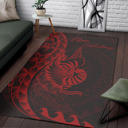 New Caledonia Area Rug - Polynesian Pattern Style Red Color
