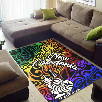 New Caledonia Area Rug - Rainbow Polynesian Pattern