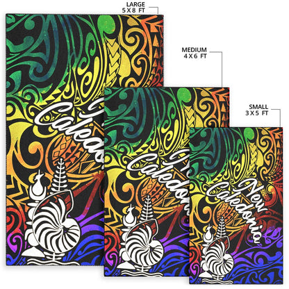 New Caledonia Area Rug - Rainbow Polynesian Pattern
