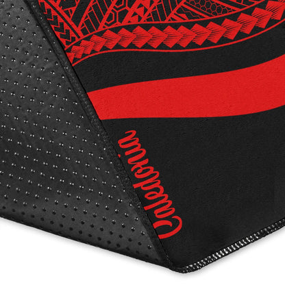 New Caledonia Area Rug - Red Polynesian Tentacle Tribal Pattern