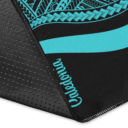 New Caledonia Area Rug - Turquoise Polynesian Tentacle Tribal Pattern