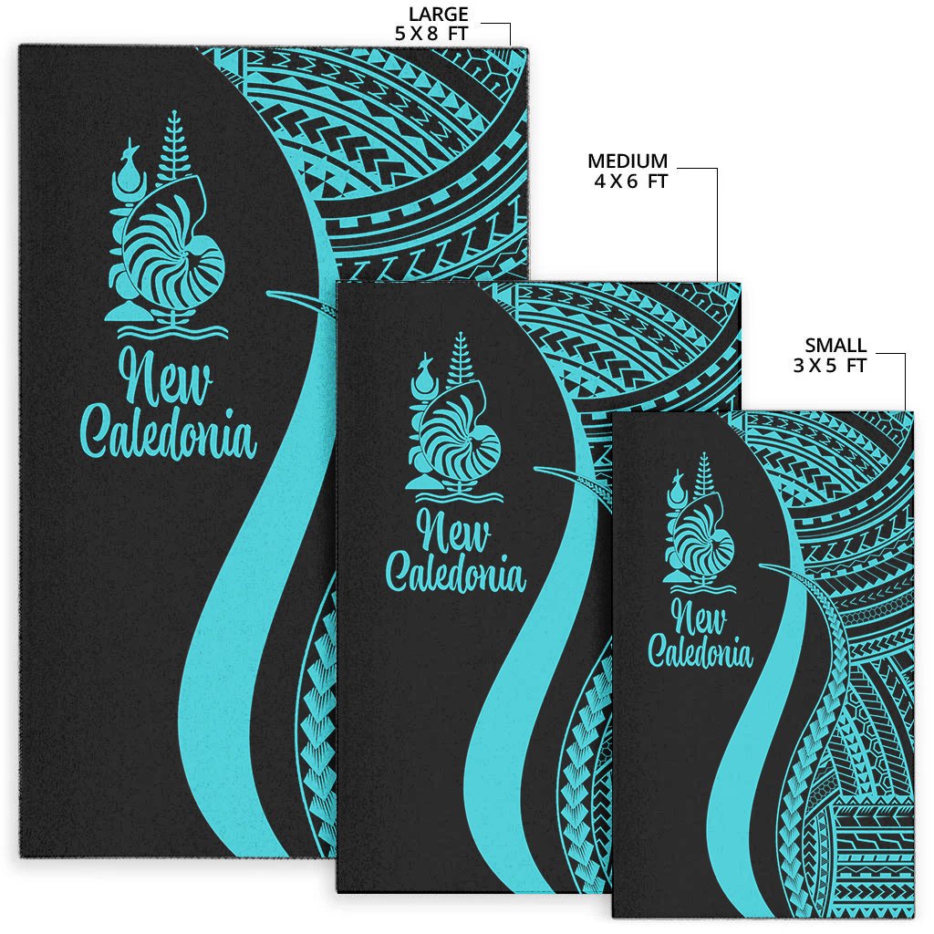 New Caledonia Area Rug - Turquoise Polynesian Tentacle Tribal Pattern