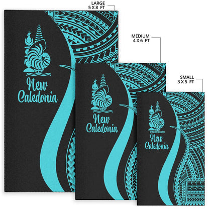 New Caledonia Area Rug - Turquoise Polynesian Tentacle Tribal Pattern
